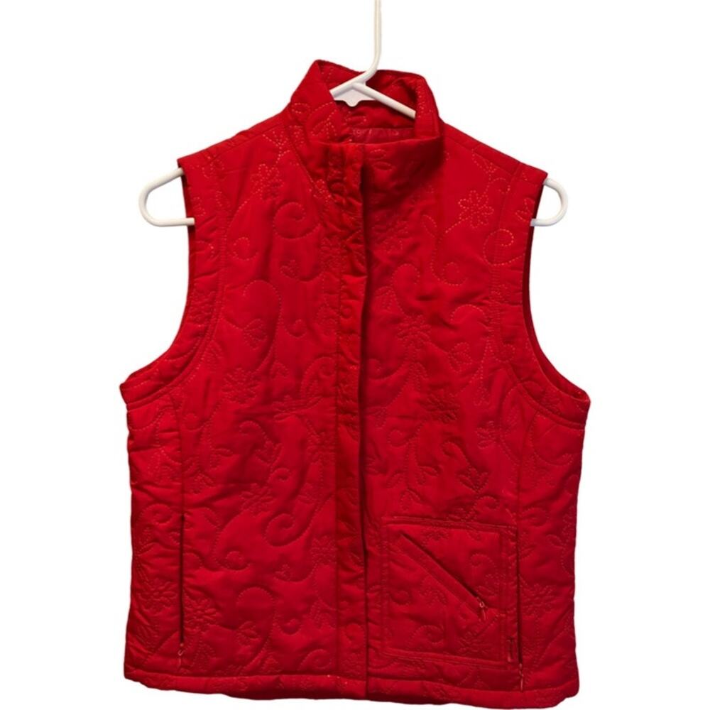 LIZ GOLF  Red Quilted Vest  S Red